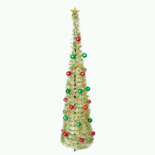 Hot Selling Colorful Balls Hanging 5Ft Pop Up Artificial Christmas Tinsel Tree Decoration